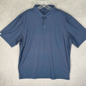 Straight Down Polo Shirt Mens 2XL Blue Geometric Performance Stretch Golf